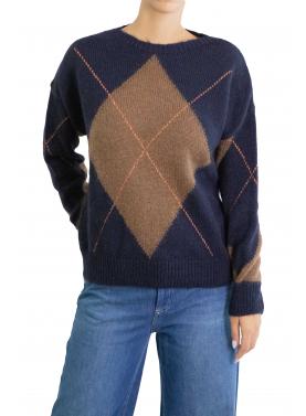 Maglione con rombi bicolore
